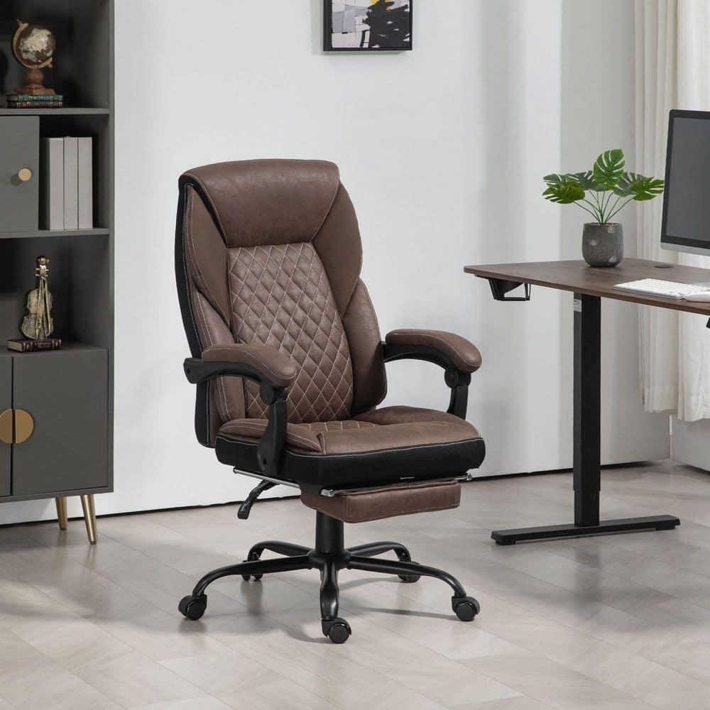 HOMCOM Executive Office Chair with Footrest, High Back Desk Chair, Reclining Swivel Chair, Height Adjustable, Dark Brown