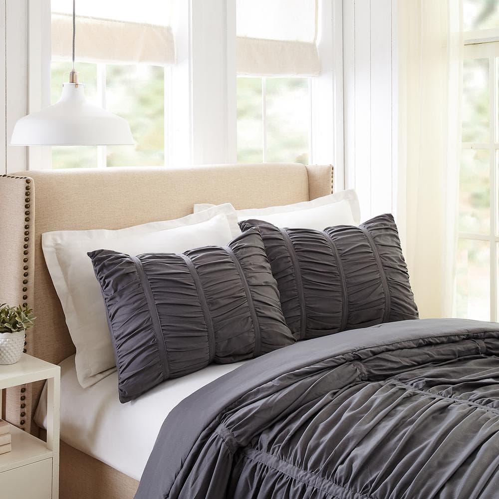 Modern Heirloom Emily Dark Gray 3-Piece Comforter Set, Full/Queen