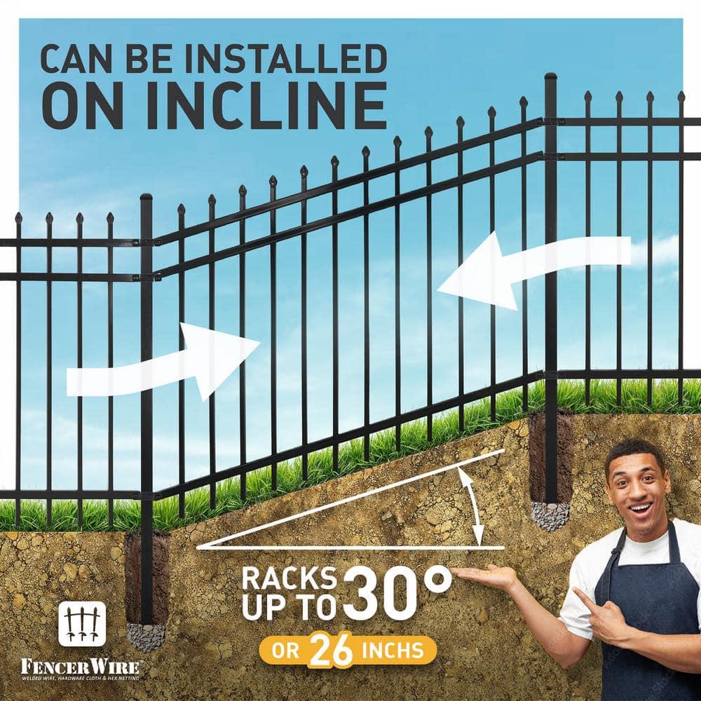 Fencer Wire Heavy Duty Pinnacle Fence Barrier Panel, 5FT Height X 8FT Width Anti-Rust Metal Fencing Panel, 2” Diameter Steel Outdoor Decorative Garden Fence Panel for Yard, Pool, Patio, Single Panel