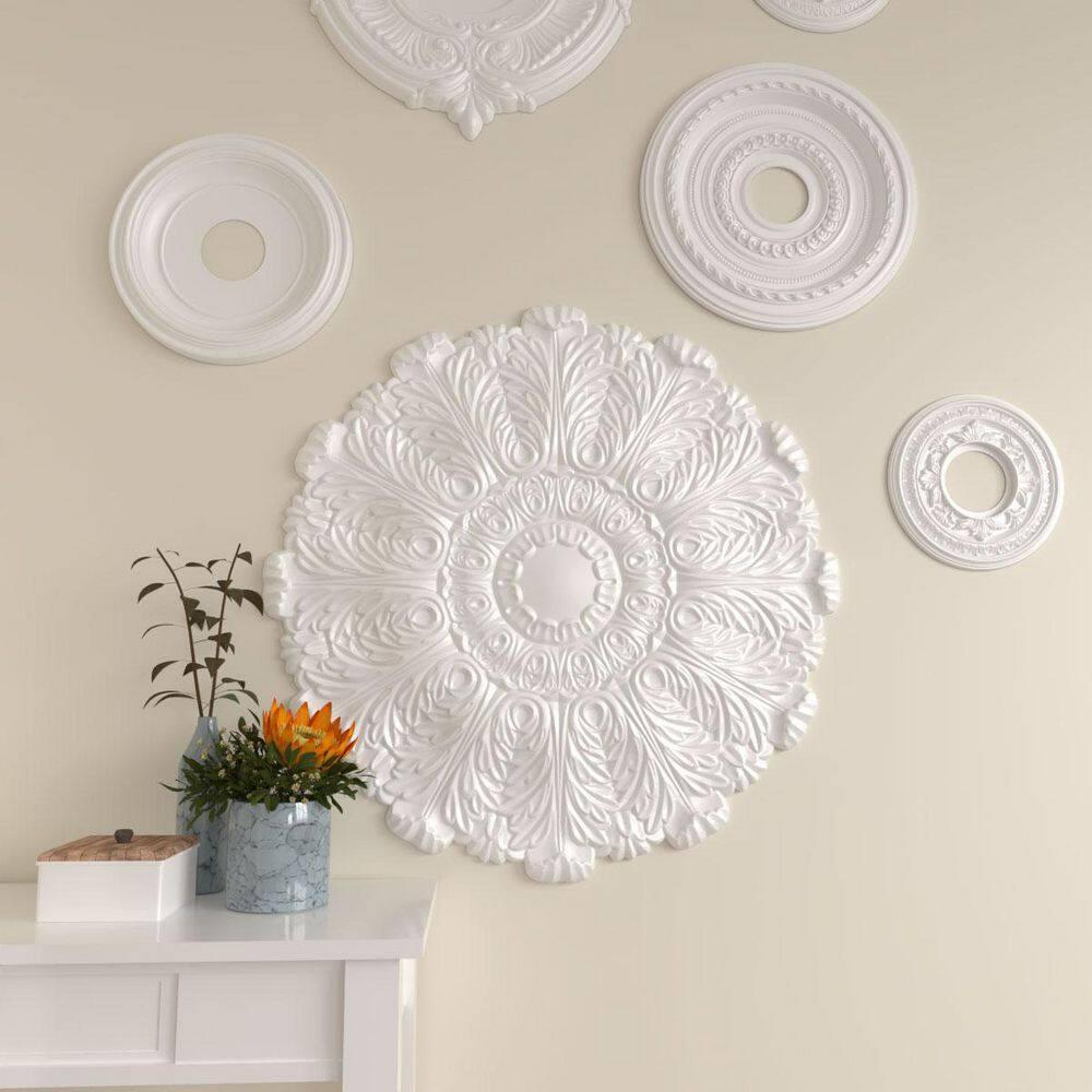 Ekena Millwork Endurathane Bradford Ceiling Medallion, 32 5/8"OD x 2"P (Fits Canopies up to 6 5/8"), Hand-Painted Green Gold Finish CM31DU