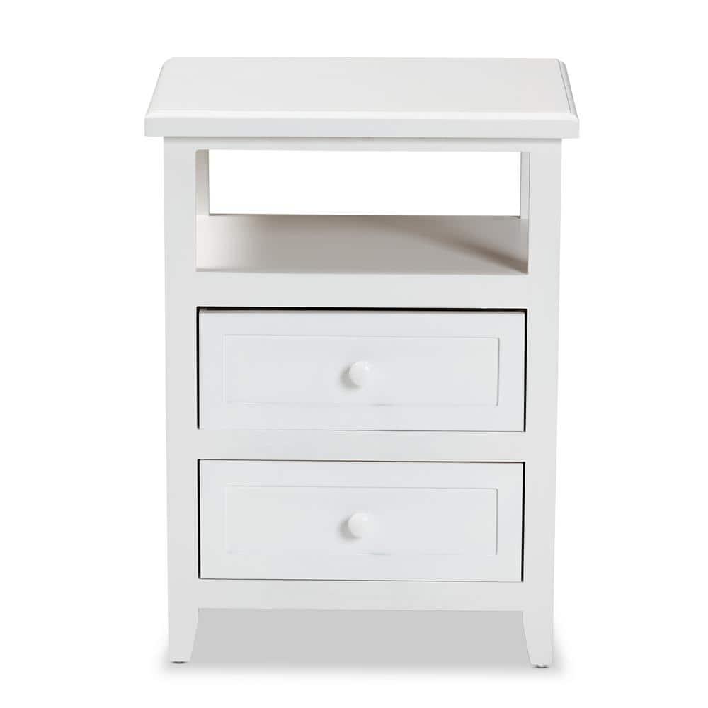 Baxton Studio Karsen Modern and Contemporary White Finished Wood 2-Drawer Nightstand,Wholesale Interiors
