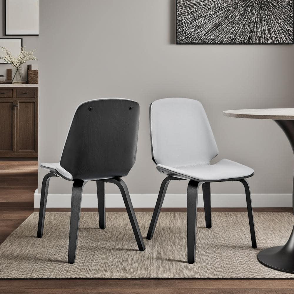 Armen Living Brinley 18" Faux Leather Dining Room Accent Chair in Gray/Black