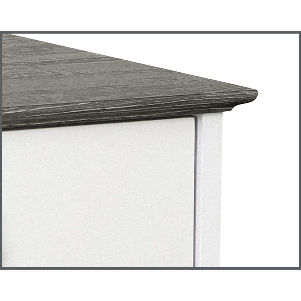 Saint Birch Finley 3-Drawer Cabinet, Gray Oak, White