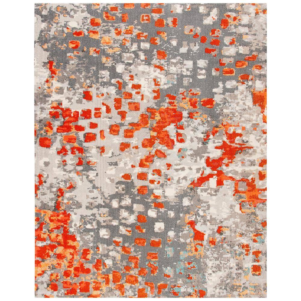 Madison MAD425 Power Loomed Area Rug - Grey/Orange - 8'x10' - Safavieh.