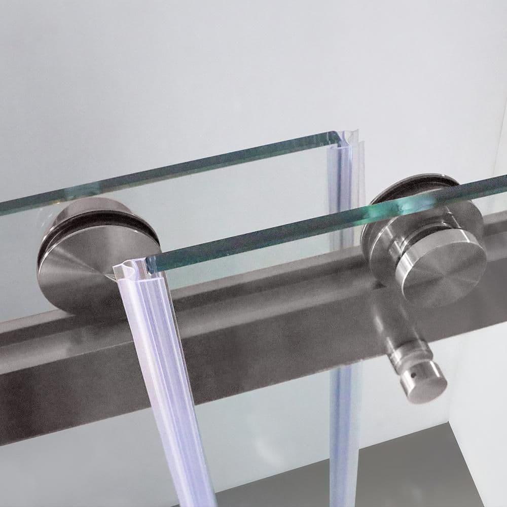 PET STOP LLC F5YDNC1F0736Q 60" Width x 76"Height Shower Doors with 3/8"(10mm) Clear Tempered Glass