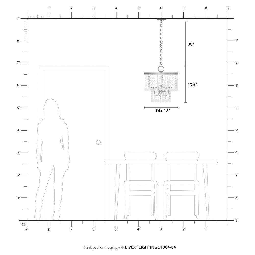 Livex Lighting Elizabeth 4 - Light Pendant in  Black