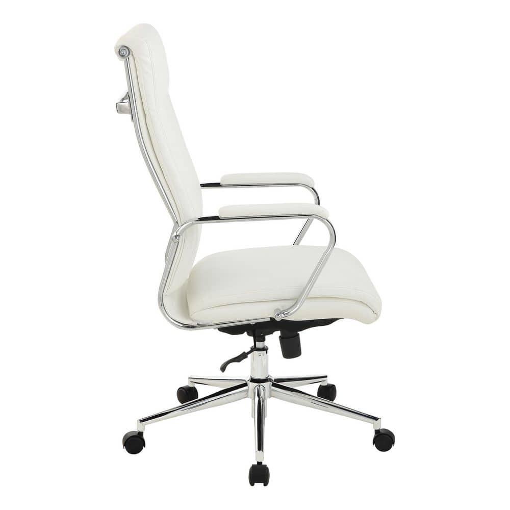 High Back Manager's Chair with Dillon Snow White Fabric and Chrome Base