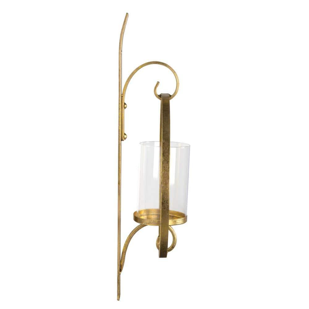 Kate and Laurel Doria Round Metal Wall Sconce, 12x22, Gold