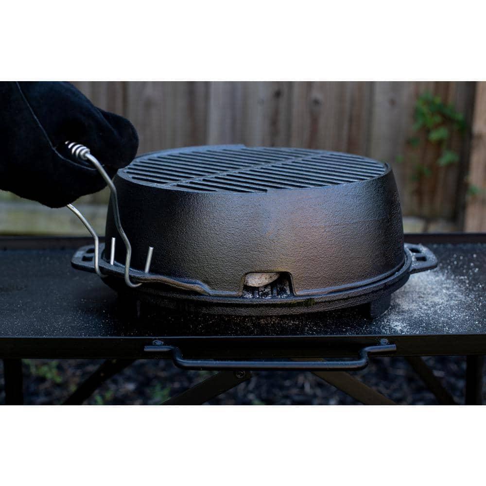 Lodge Cast Iron 12" Charcoal Camping Round Kickoff Grill
