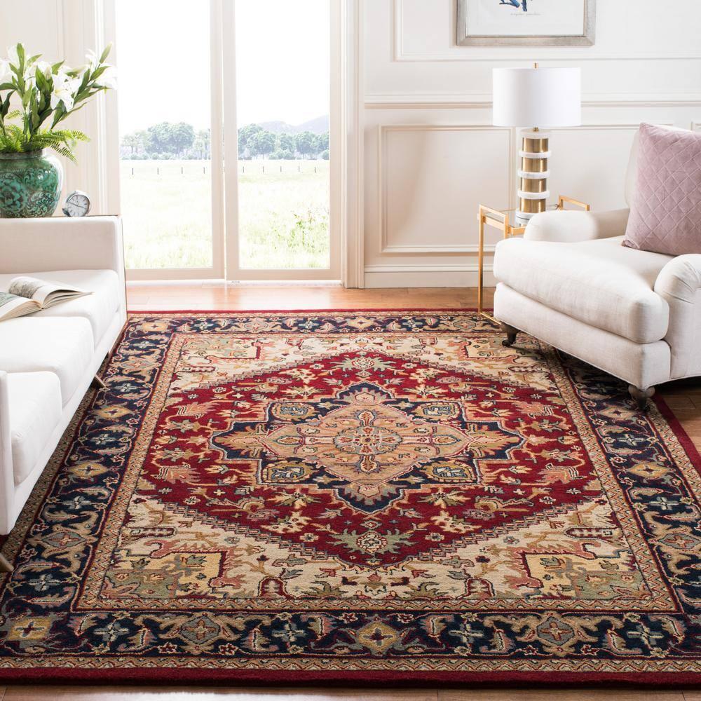 SAFAVIEH Heritage York Oriental Wool Area Rug, Red, 10' x 10' Square