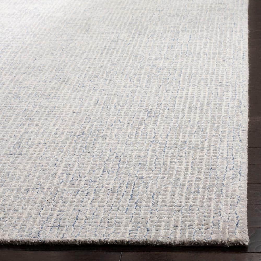 SAFAVIEH Abstract Keith Geometric Abstract Wool Area Rug, Silver/Blue, 9' x 12'