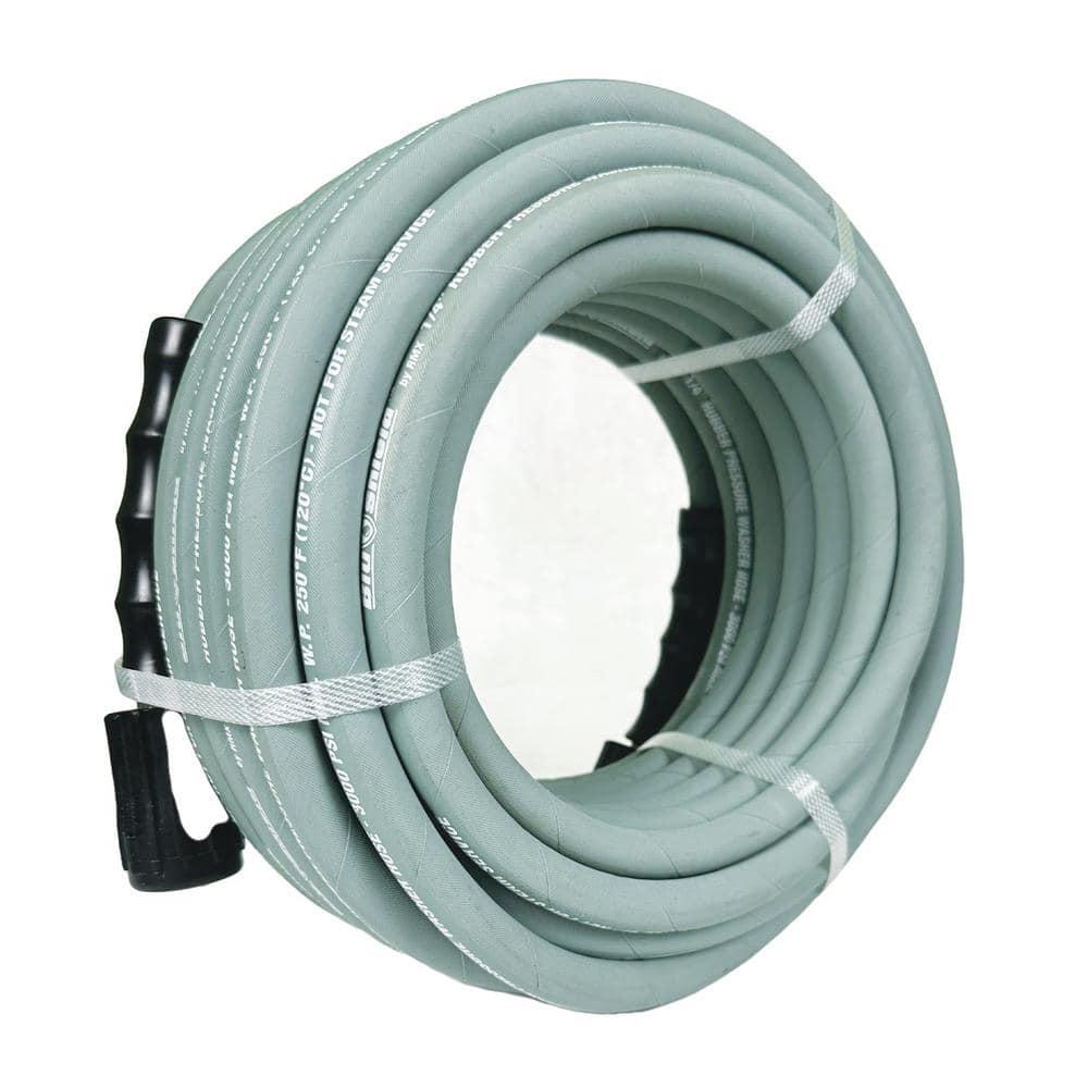 BluShield 1/4" Gray Polyester Braided Rubber Pressure Washer Hose, 25 ft