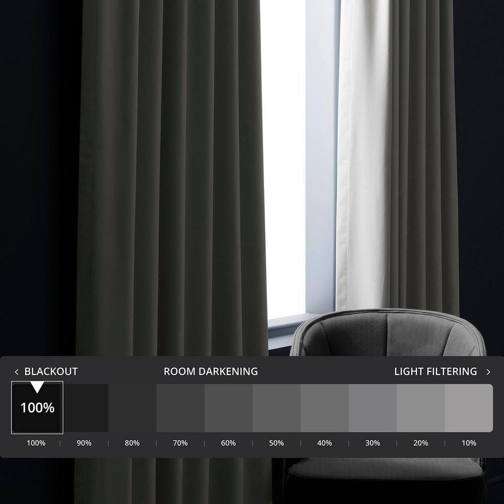 Exclusive Fabrics  Essential Polyester Solid Blackout Curtains - Thermal Insulated Window Curtains Rod Pocket (Single Panel) 50 X 84 - Greige