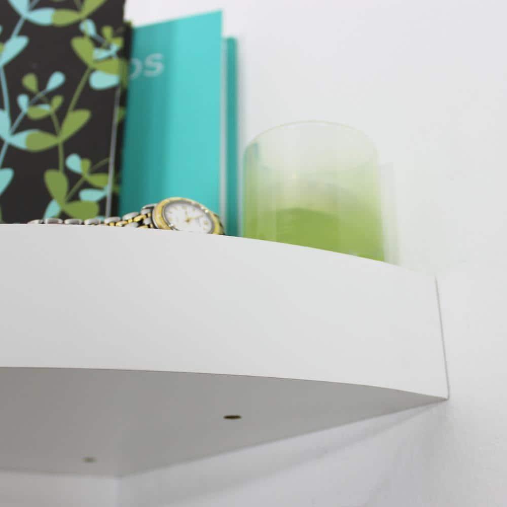 InPlace 11.8" x 11,8" Floating Corner Shelf Wall Mounted White: Modern Style, Wood Composite, Includes Mounting Hardware