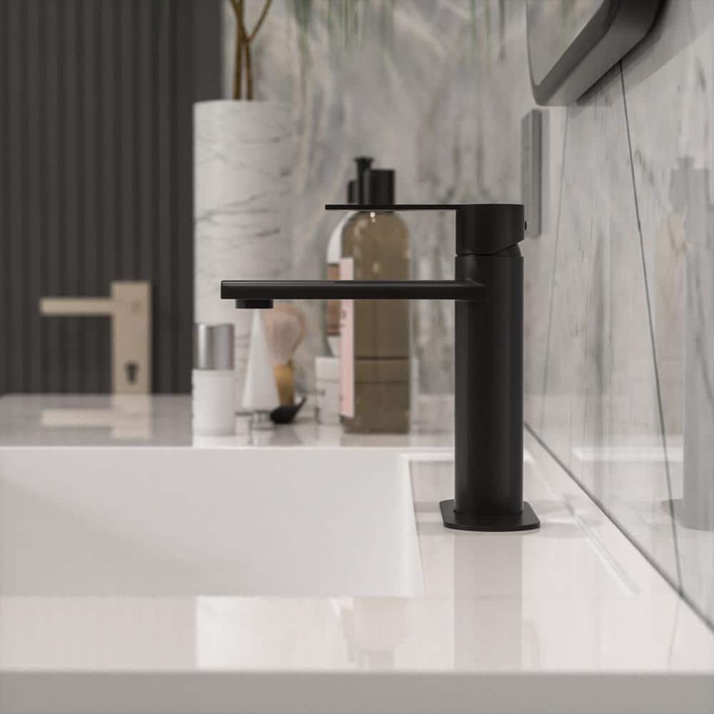 Black Bathroom Faucet Single Hole Bathroom Sink Faucet, Matte Black Single Handle Vanity Basin Faucets with Supply Deck Plate, Modern Farmhouse RV Faucet 1 or 3 Holes