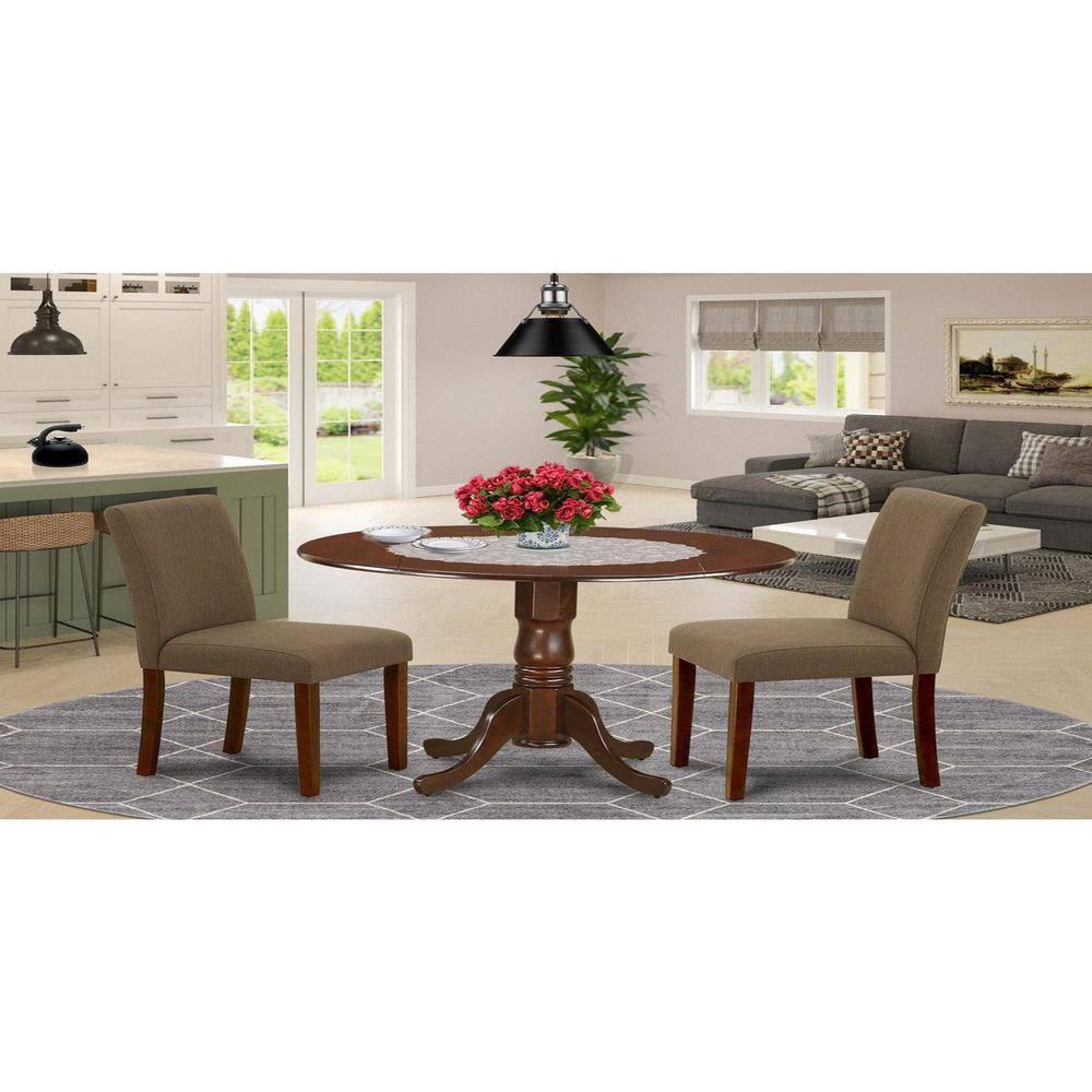 East West Furniture Dublin 3-piece Wood Dining Set in Mahogany/Coffee