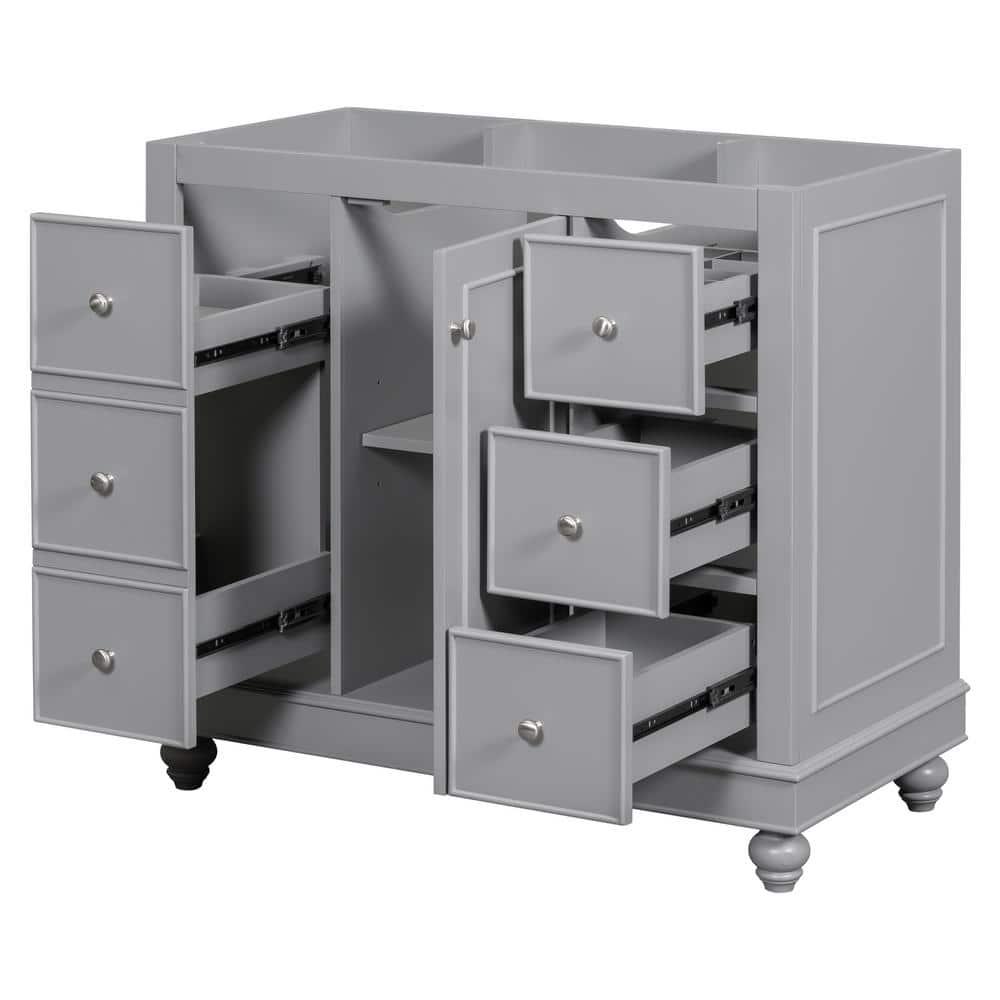 36 in. Gray Solid Wood Freestanding Bath Vanity Cabinet