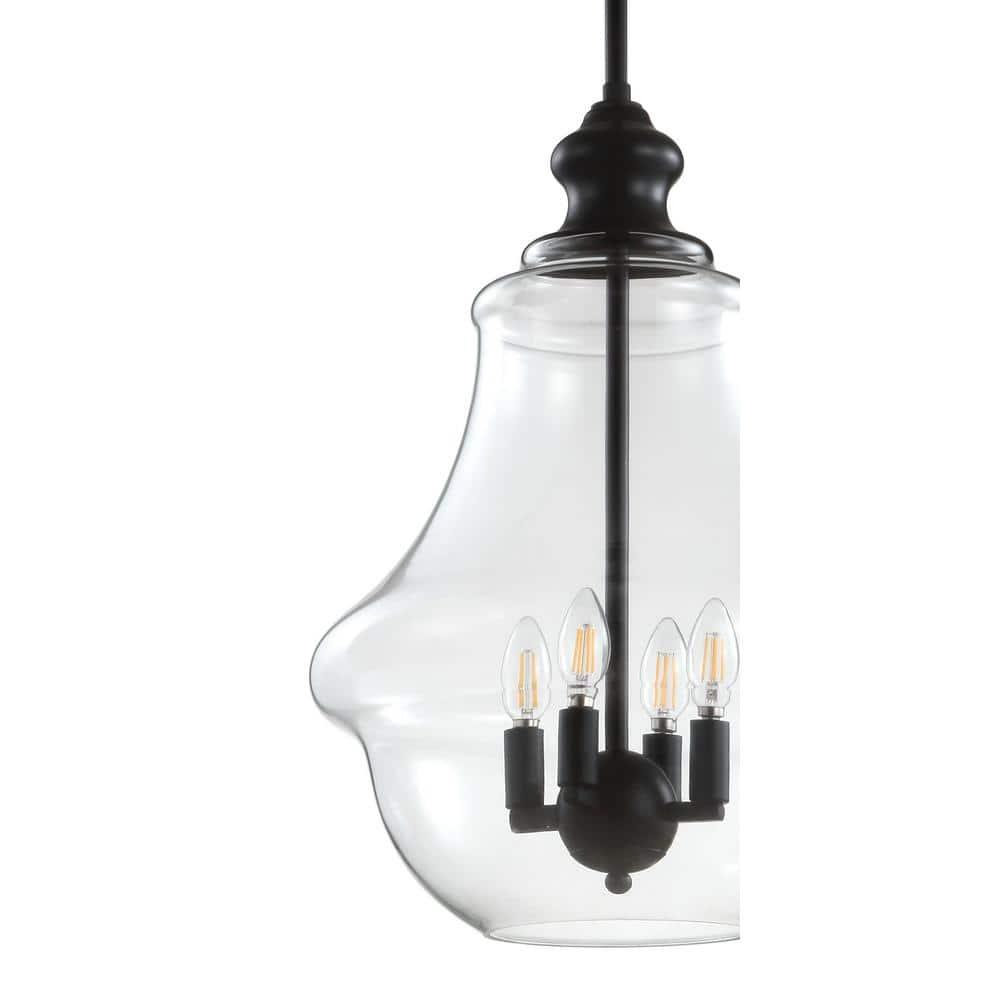 Adam 16" Adjustable Metal/Glass LED Pendant, Oil Rubbed Bronze