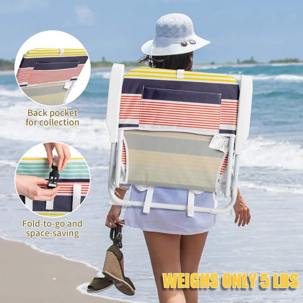 Fithood 56*60*63cm 100kg Oxford Cloth White Iron Frame Beach Chair Color small size