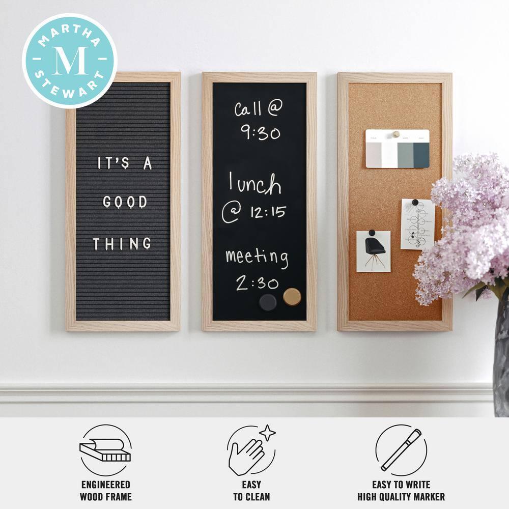 Martha Stewart Thomas Martha Stewart Cork Board, Chalk Board, Letter Board Set with Included Push Pins, Magnets, Liquid Chalk