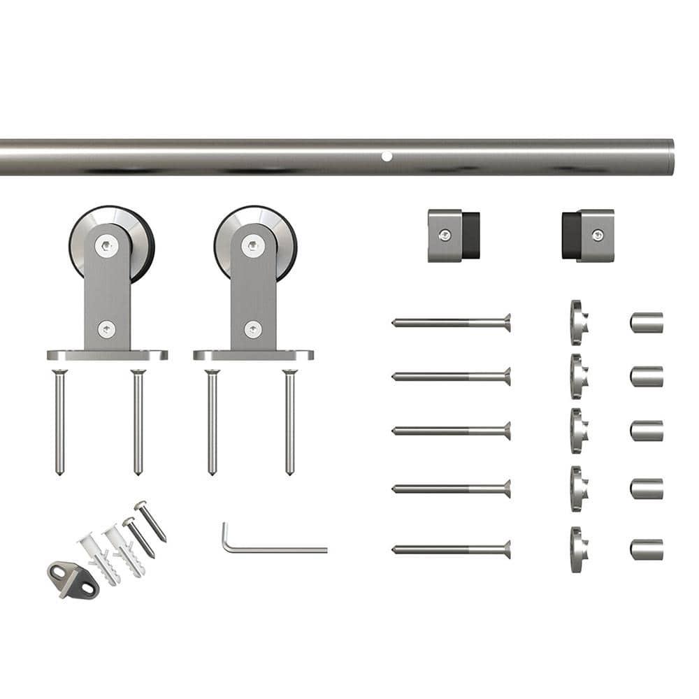 Calhome Paneled Manufactured Wood And Metal Barn Door With Installation Hardware Kit