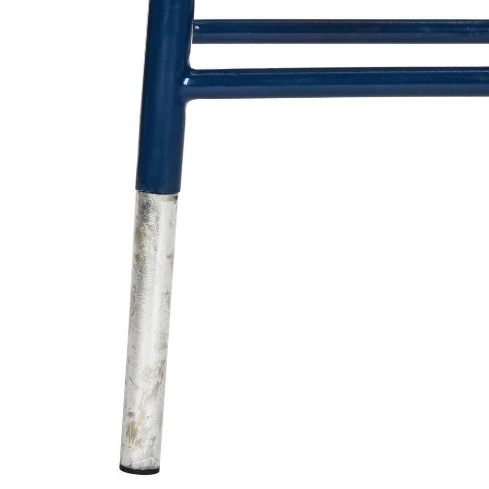 SAFAVIEH Kenzie Iron Silver Dipped 30" Barstool, Navy