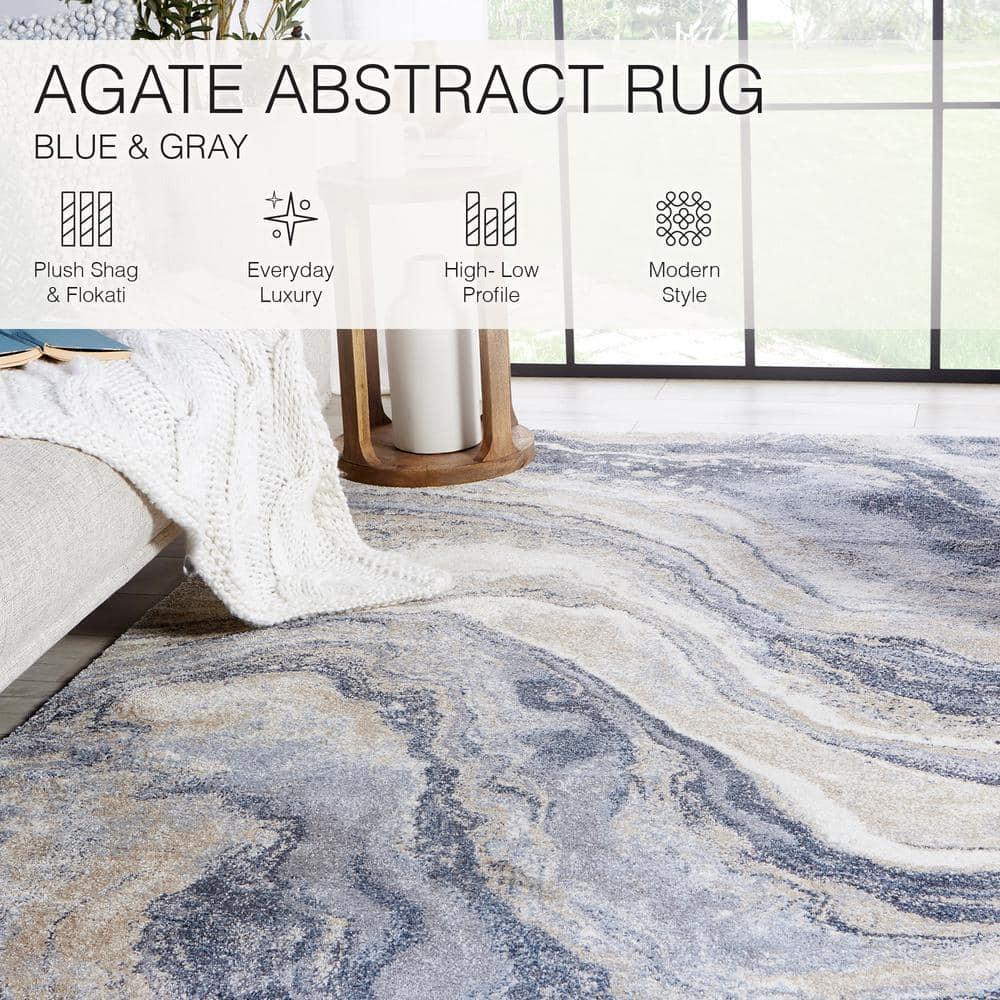 3'x10' Vibe by Orion Abstract Area Rug Blue/Light Gray - Jaipur Living: High Pile Runner, Vintage Style, Indoor Use