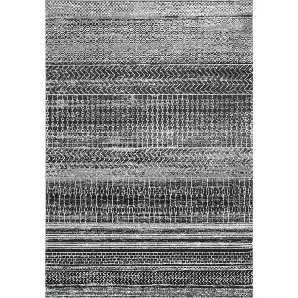 Nuloom Nova Striped 7x9 Indoor Area Rug for Living Room Bedroom Dining Room Kitchen, Dark Grey/Ivory