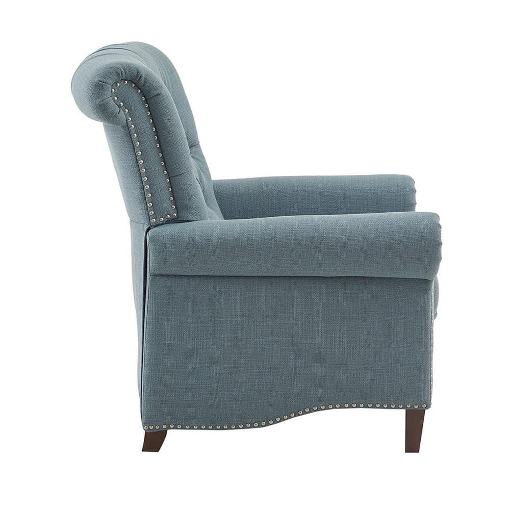 Zak Recliner Blue: Madison Park, Polyester & Linen Upholstery, Wood Frame, Foam Fill, Spot Clean