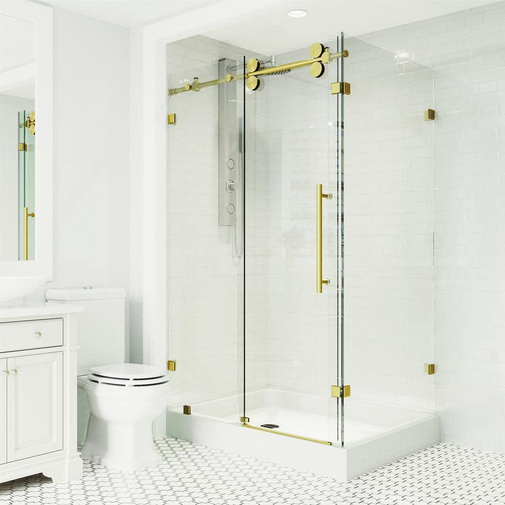 VIGO Winslow 48" W x 36" D x 80" H Sliding Frameless Shower Enclosure with 3/8  Clear Glass&Base VG6051MGCL48WL