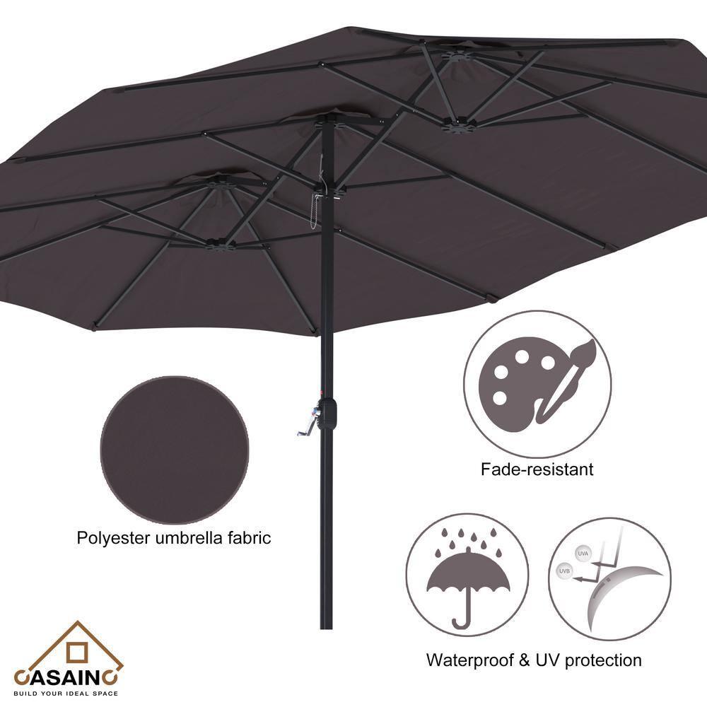 15ft Large Patio Umbrellas with Base Included, Outdoor Double-Sided Rectangle Market Umbrella with Crank Handle, for Pool Lawn Garden