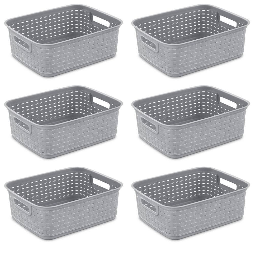 Sterilite Sterilite Short Weave Basket, Decorative Storage Bin, Organize the Closet, Bathroom or Classroom (Set of 6)