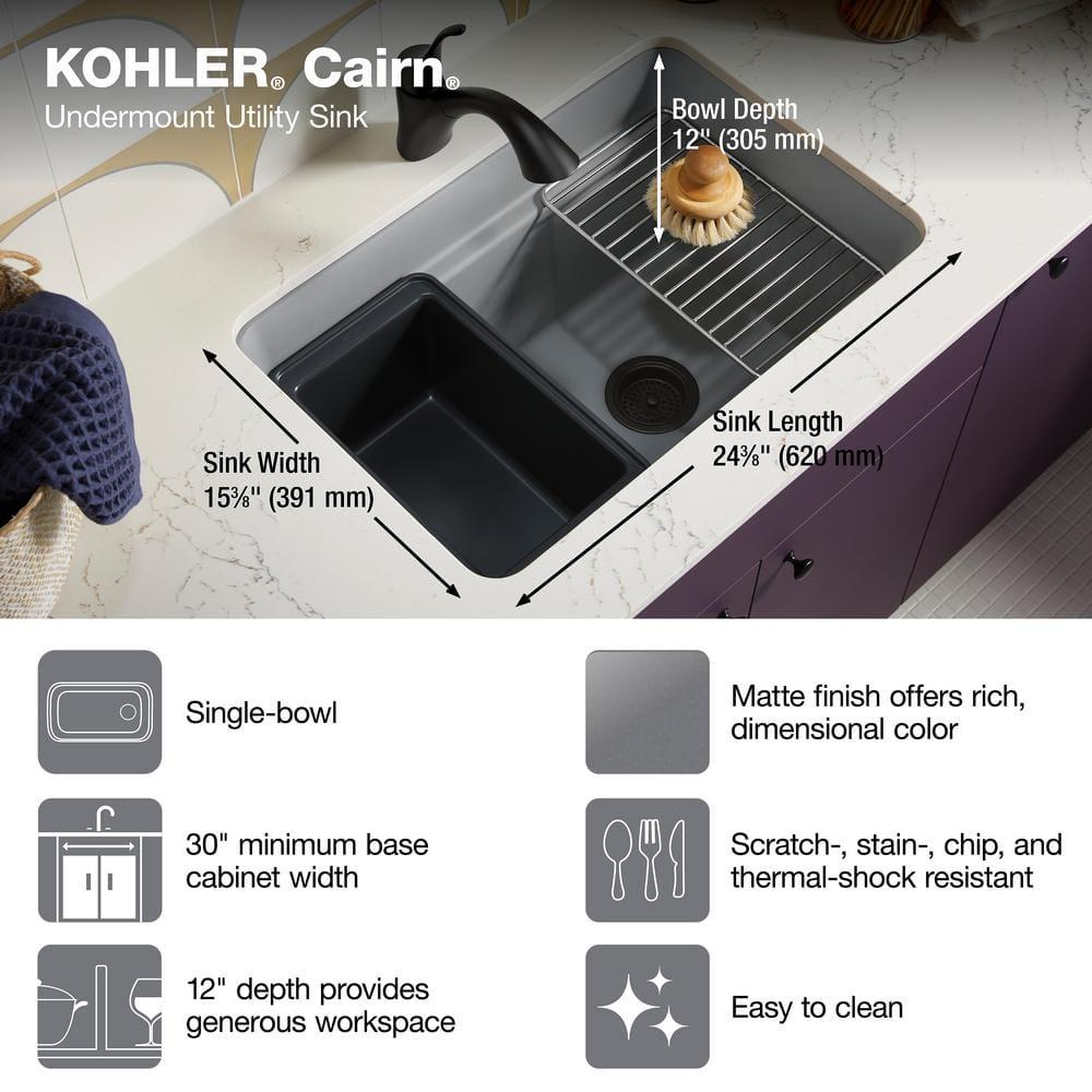 Cairn 27-1/2 in. X 18-5/16 in. X 12-5/8 in. Undermount Utility Sink