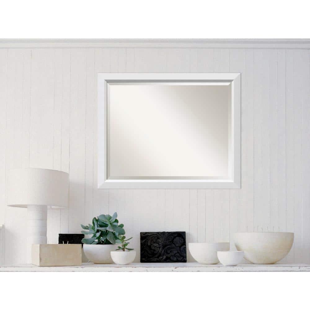 Amanti Art Blanco White Beveled Wood Wall Mirror 26.25 x 32.25 in.