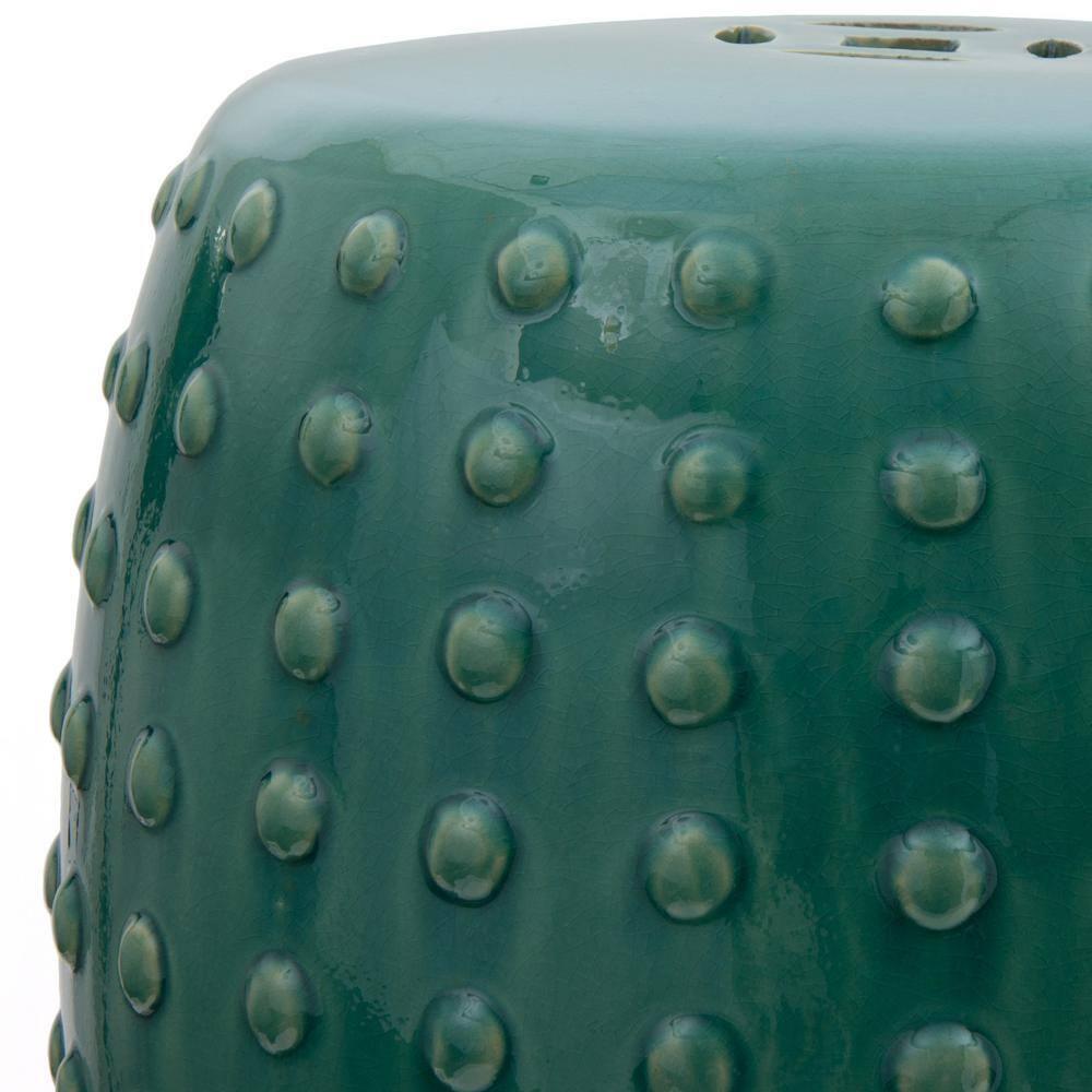 Oriental Furniture 20" Raised Dot Porcelain Garden Stool, Green