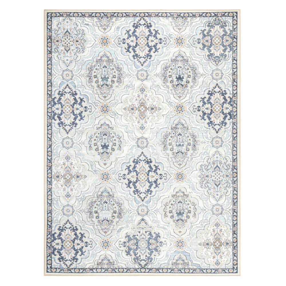 Town & Country Everyday Avani Medallion Everwash Washable Non-Slip Backing Area Rug Gray