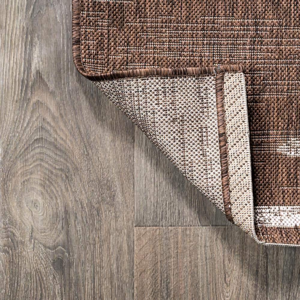 8'x10' Zolak Berber Stripe Geometric Indoor/Outdoor Area Rug, Brown/Beige - JONATHAN Y