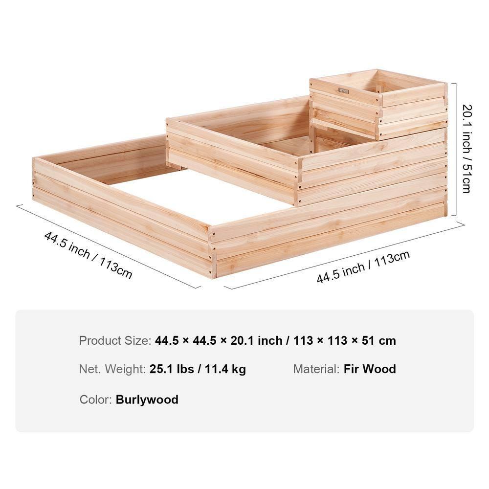 Burlywood Wooden Raised Garden Bed Planter 44.5"x44.5"x20.1"