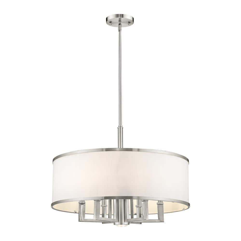 Livex Lighting Park Ridge 24" 7-Light Metal/Fabric Chandelier in Brushed Nickel