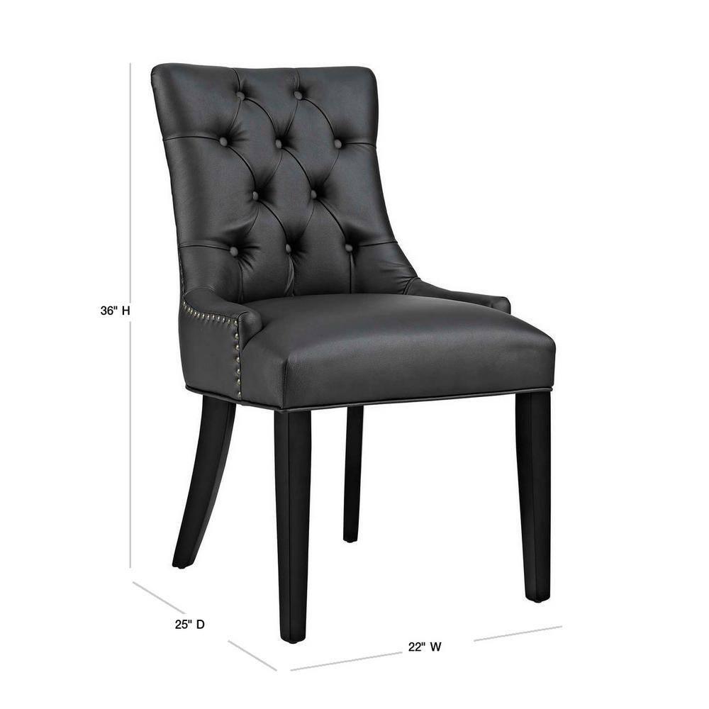 Modway Regent Vinyl Dining Chair Black: Upholstered, Wood Frame, Spot Clean, No Tools Assembly