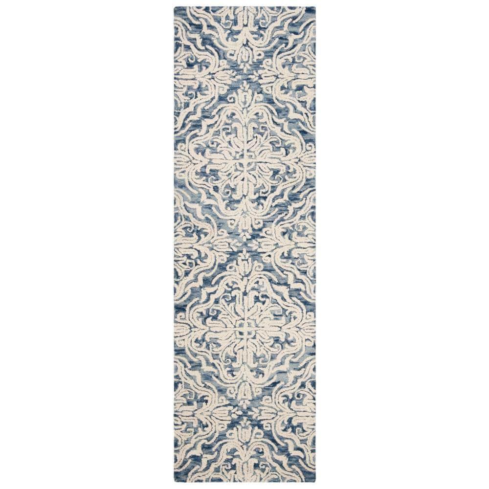 Blossom BLM103 Hand Tufted Runner Rug - Blue/Ivory - 2'3"x10' - Safavieh.