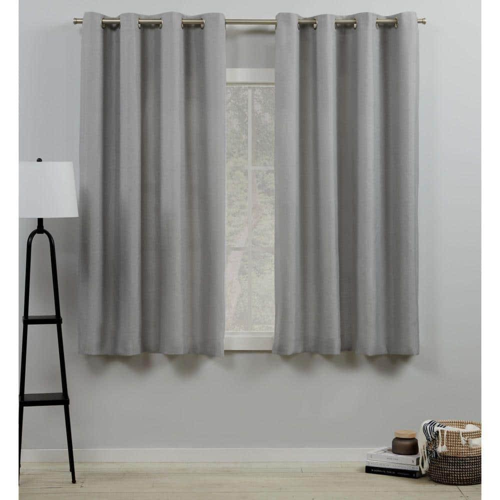 Set of 2 (63"x54") Loha Linen Grommet Top Light Filtering Curtain Panel Dove Gray - Exclusive Home: Modern Polyester