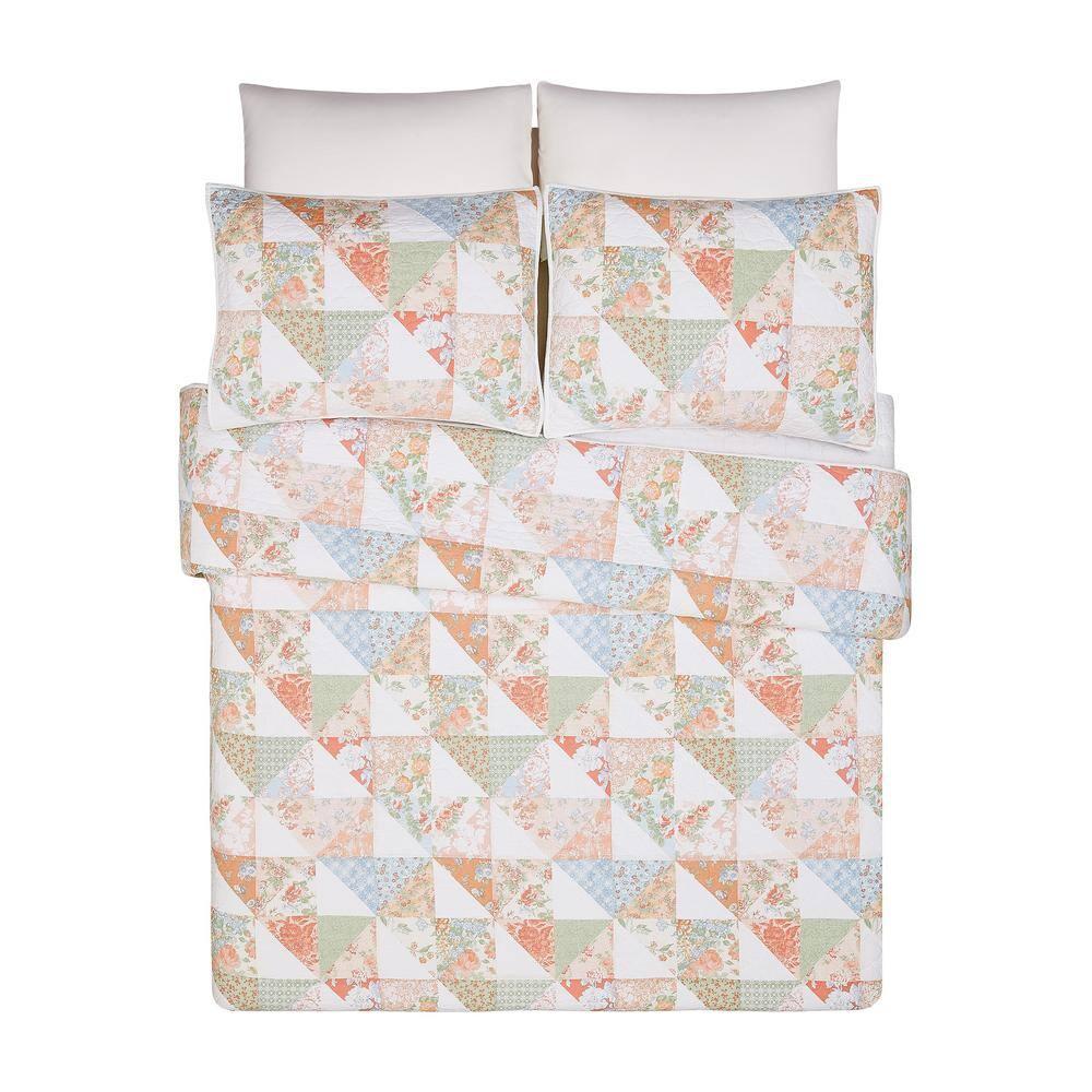 Modern Heirloom Coventry Floral Patchwork Printed Quilt Set