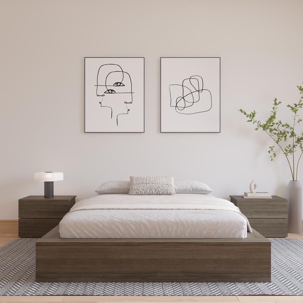 Nexera Queen James Platform Bed Gray