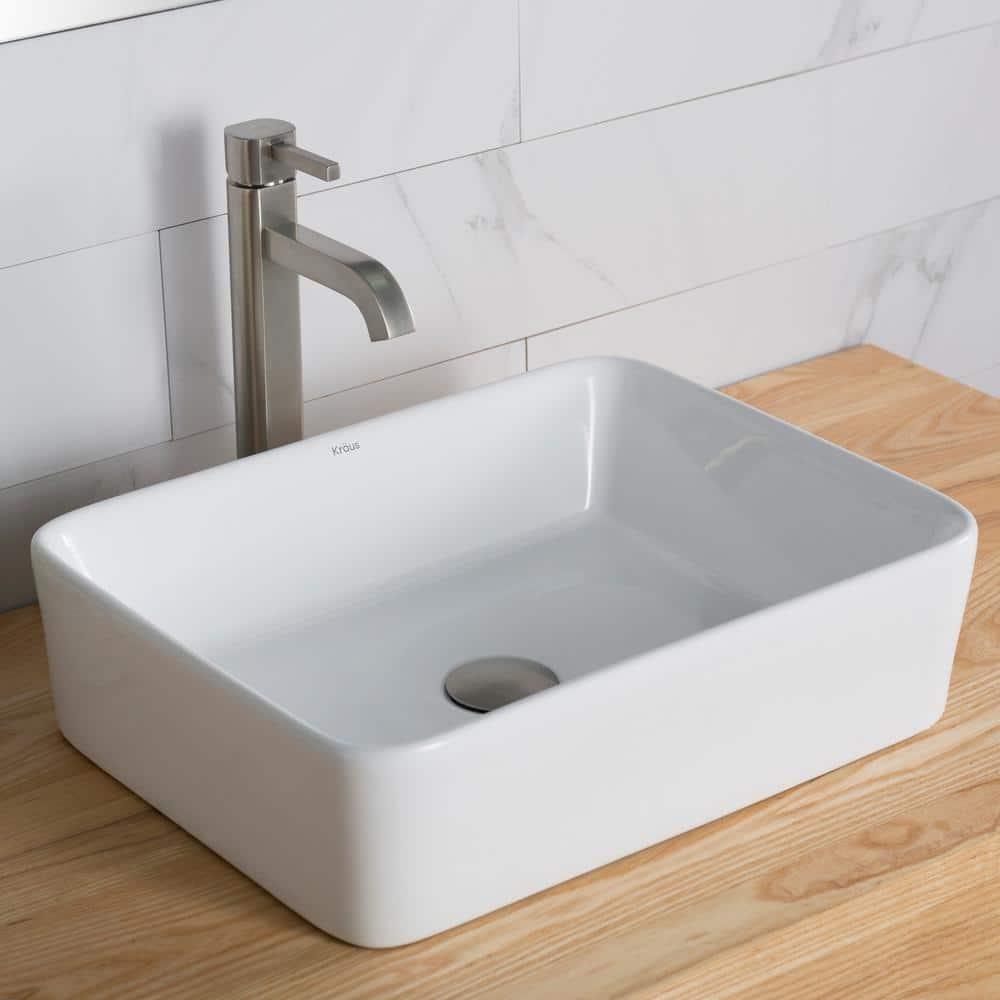Ceramic Ceramic Rectangular Vessel Bathroom Sink