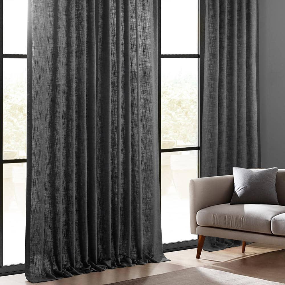 Slate Grey Heavy Faux Linen Curtain (1 Panel), Slate Grey, 50W X 96L