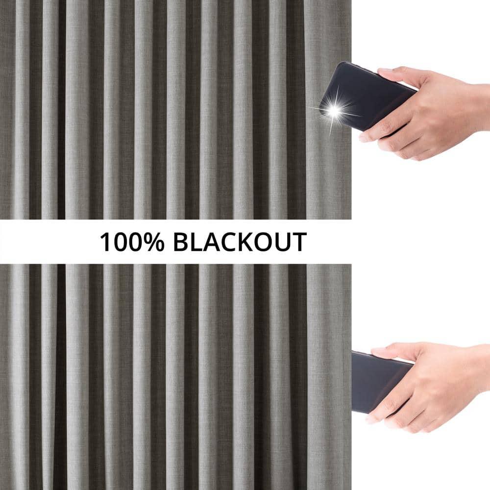 Exclusive Fabrics  Performance Linen Extrawide Hotel Blackout Curtain (1 Panel) 100 X 108 - Dark Greige