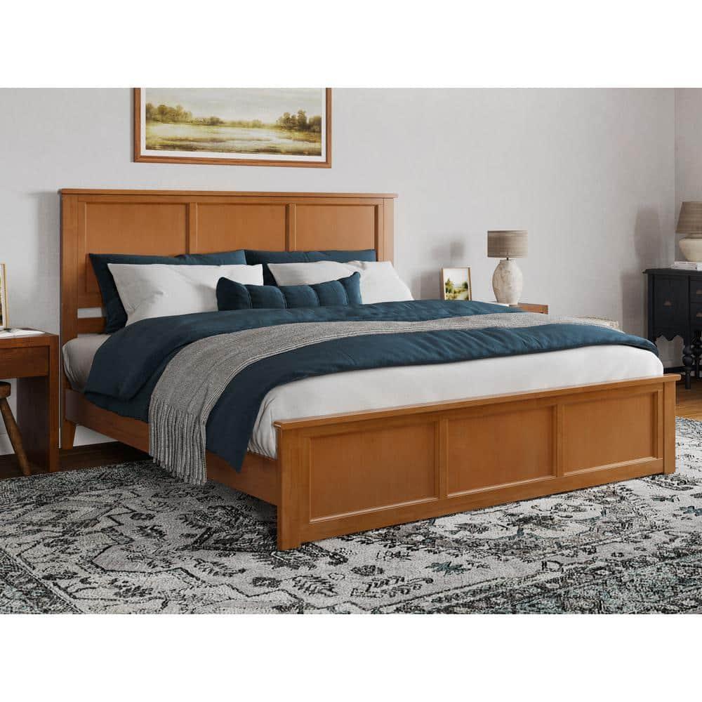 AFI Charlotte King Wood Low Profile Platform Bed with Matching Footboard, Light Toffee
