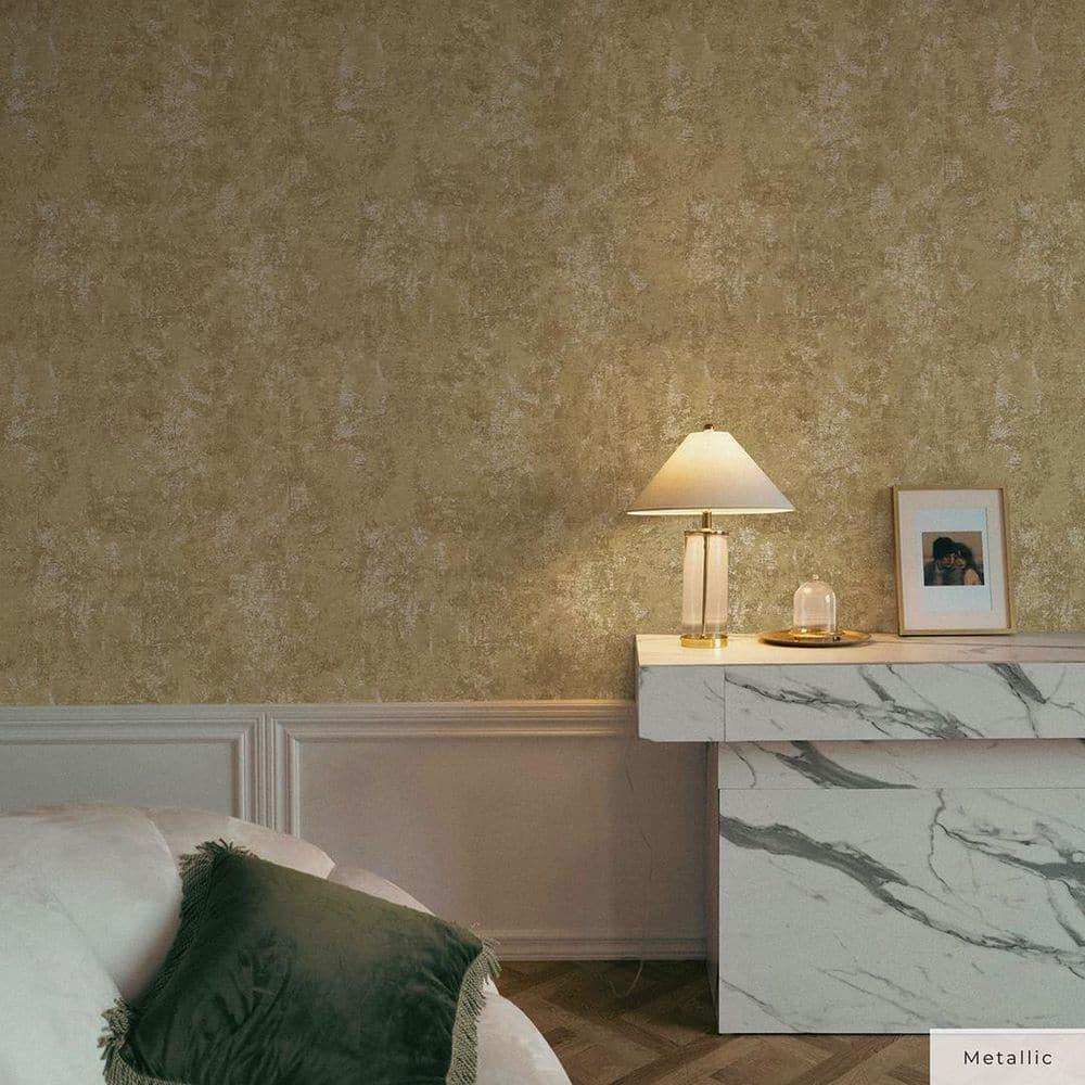 Tempaper & Co. Distressed Gold Removable Peel and Stick Wallpaper, Gold Leaf, 28 sq ft: Nursery, Botanical, Vinyl, Self-Adhesive
