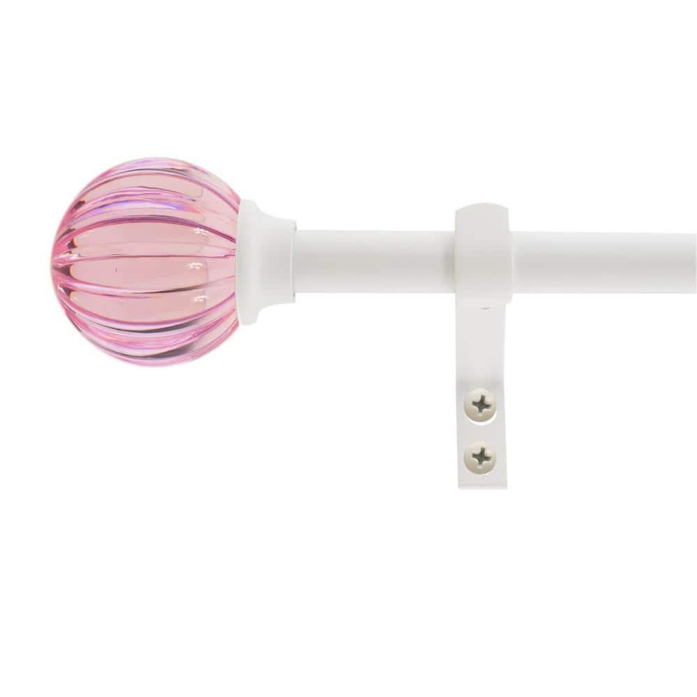 Decopolitan 48-in to 86-in Pink Steel Single curtain rod with Finials